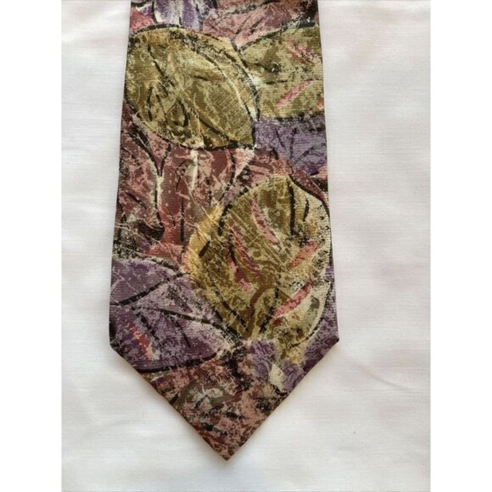 VTG‎ Kuppenheimer Mens Silk Necktie Purple, Olive Green, Fuchsia Abstract